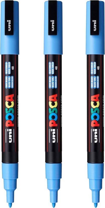 posca PC-3M Water-Based Paint Markers, Reversible Fine Tip (0.9-1.3mm), Pink, 3 Count