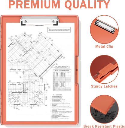 Rimilak Plastic Clipboard with Storage, Side Opening with 2 Compartment, Size 13.3 x 9.4 x 1.5 Heavy Duty High Capacity Nursing Box for Work School & Office Supplies, Black