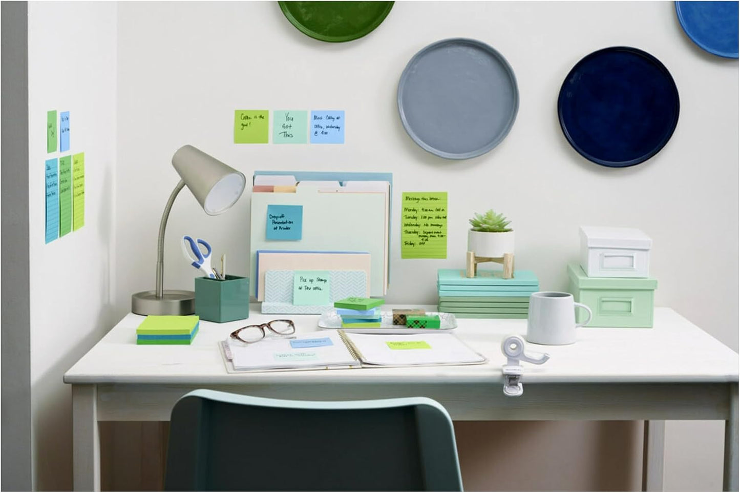 Post-it 100% Recycled Paper Super Sticky Notes, 3 in. x 3 in., 12 Pads, 70 Sheets per Pad, Wanderlust Pastels, School Supplies and Office Products