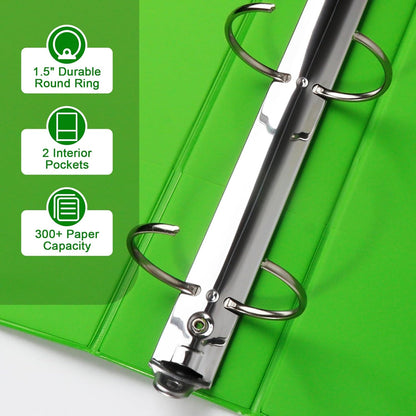 CIXILDTS 1-Inch Round Ring Binders, Standard 3 Ring Binder Fit Letter Size Paper, Presentation View Binders, 6 Packs, Assorted