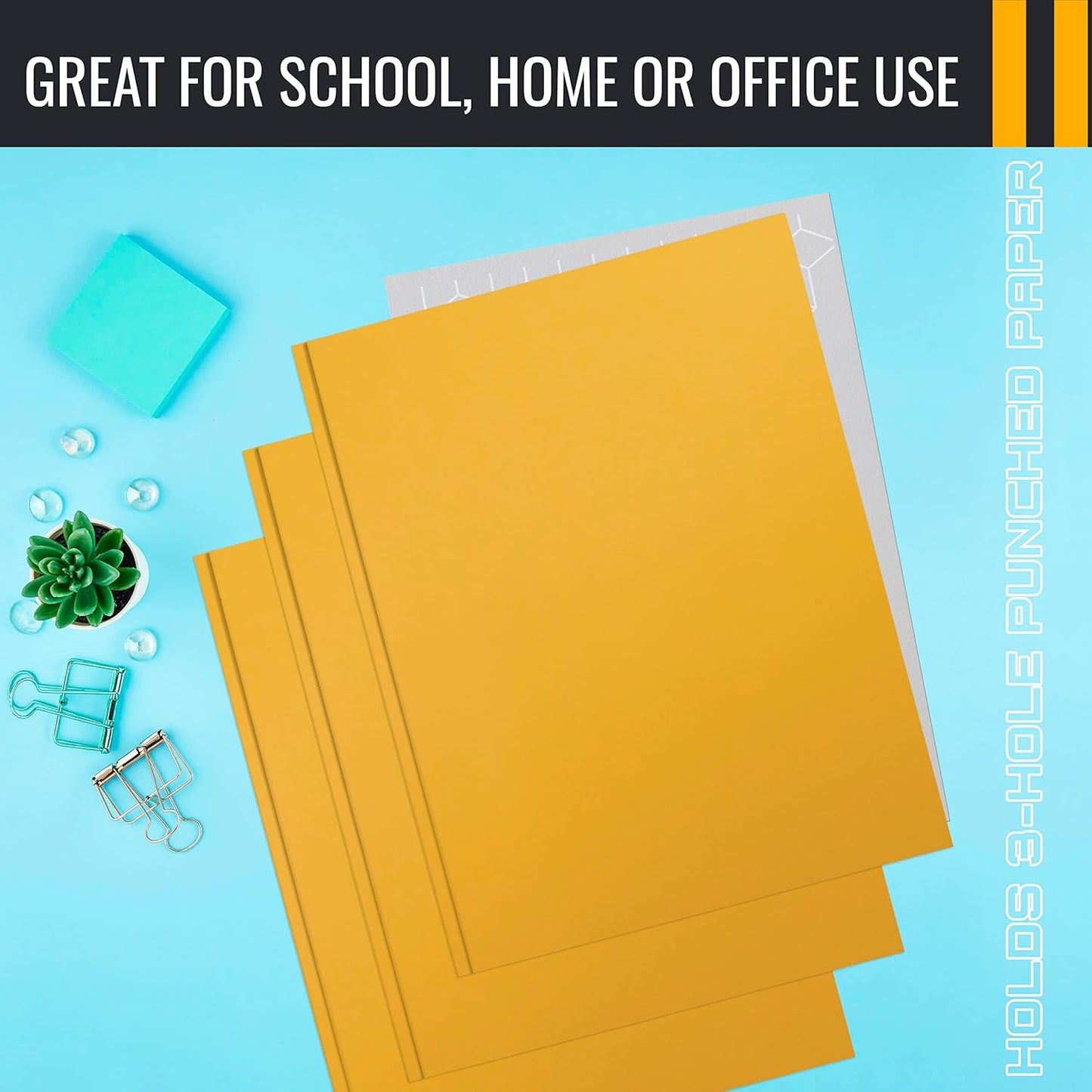 Better Office Products Blue Paper 2 Pocket Folders with Prongs, 50 Pack, Matte Texture, Letter Size Paper Folders, 50 Pack, with 3 Metal Prong Fastener Clips, Blue