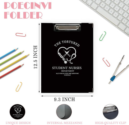 Trendy Black Leopard Print Clipboard Folio with Storage for Office Classroom, Preppy Dark Cheetah Print Padfolio with Metal Clip for Nurses Teachers Students Women Men, 12.4x9.25 in