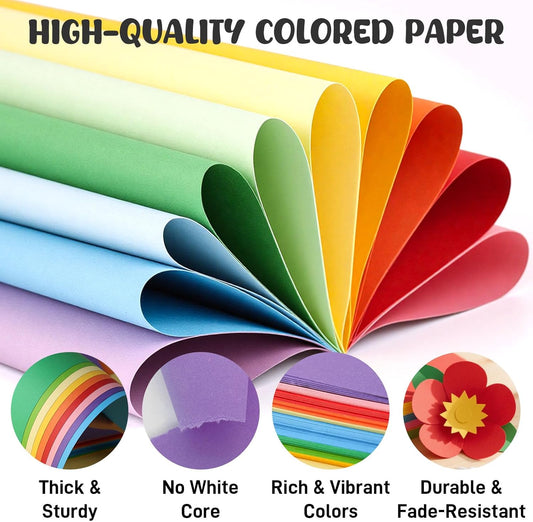 Booknow 60 Sheets Colored Cardstock Paper for Crafts, 30 Assorted Colors 70lb/180GSM Construction Paper, 12x12 Inches, Scrapbook & DIY Crafts, Back to School Supplies
