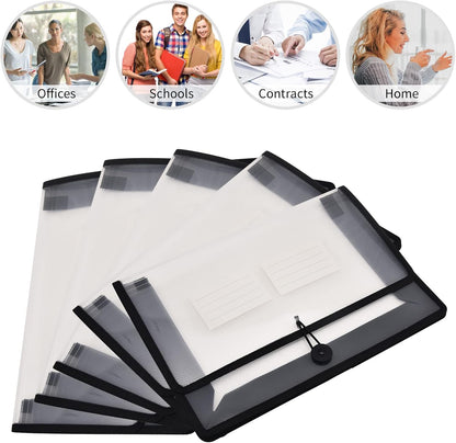 Expanding File Folder Document Organizer with Elastic Cord & Button Closure, Letter Size, 2.8" Expansion, Letter A4 Expandable File Folder for Home School Office Organization, 5 Pack
