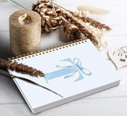 Blue Bow Journal Notebook for Girls,Initial H Journals Personalized Diary Gifts for Teen Girl Kids,Monogrammed Gifts for Women,Trendy Coquette Cute Hardcover Spiral Notebook 5.5 x 8.3 - Colors B