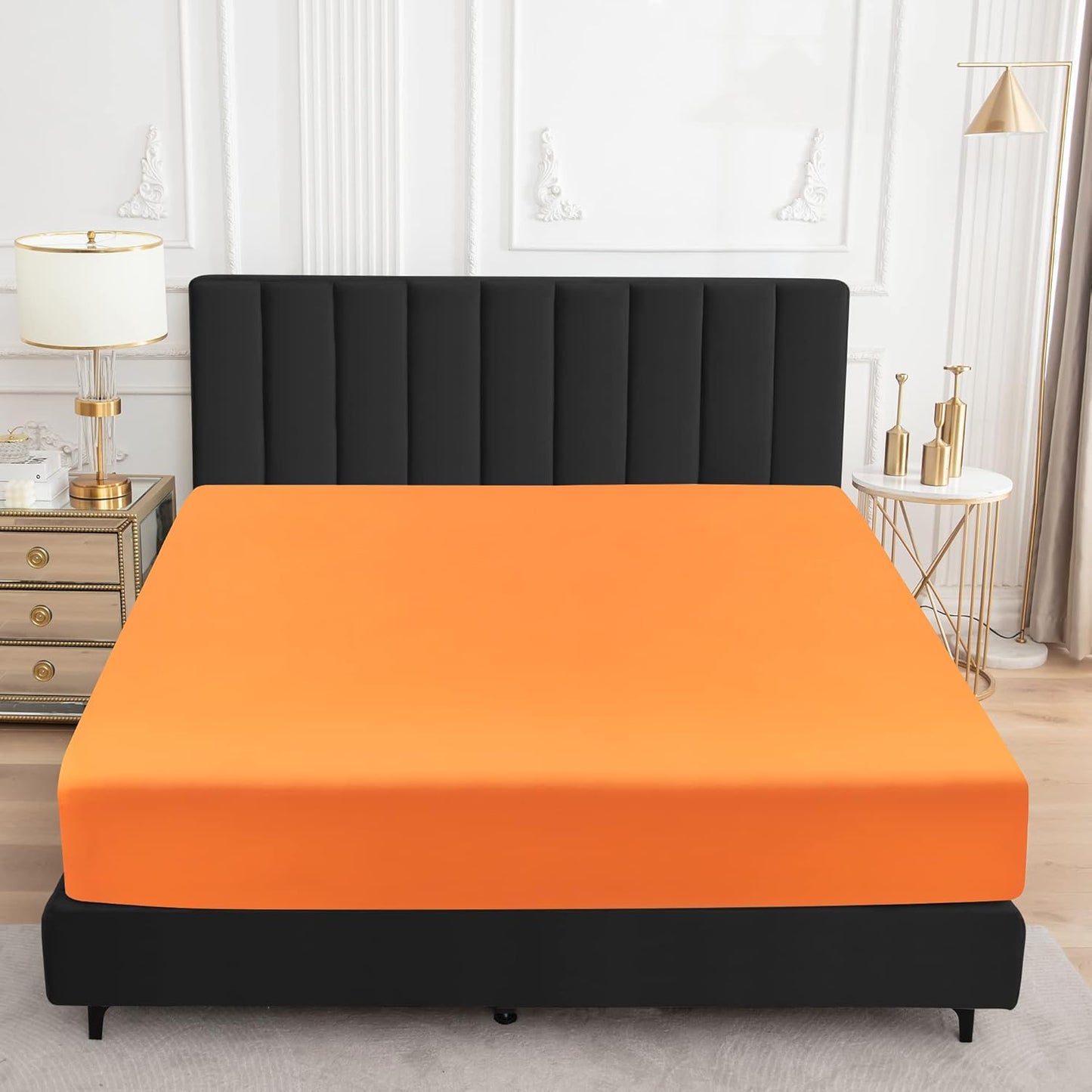 Sufdari Mattress Protector,Waterproof 18" Deep Pocket Mattress Cover Fitted Sheet Style with Elastic Rubber Band,Washable and Easy Care-Black,Queen
