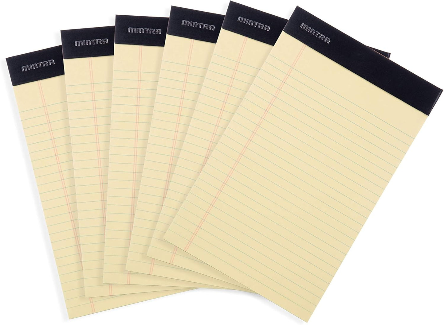 Mintra Office Colorful Legal Pads - Includes 2 Blue, 2 Pink, and, 2 Green Writing Pads, Micro Perforated Lined Sheets, Ideal for Professional & Personal Use, 5"x8" Narrow Ruled, 6 pack Basic Pastel