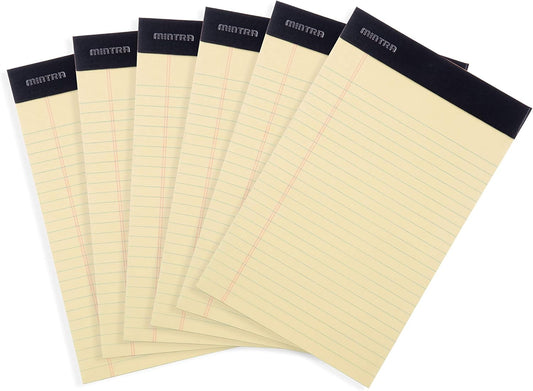 Mintra Office Colorful Legal Pads - Includes 2 Blue, 2 Pink, and, 2 Green Writing Pads, Micro Perforated Lined Sheets, Ideal for Professional & Personal Use, 5"x8" Narrow Ruled, 6 pack Basic Pastel
