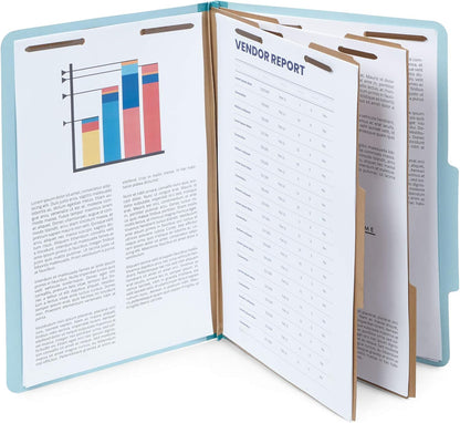 30 Legal Size Classification Folders, 2 Divider 2 Inch Tyvek Expansions, Durable 2 Prongs Designed to Organize Standard Law Client Files, Office Reports, 30 Legal Folders, Light Blue