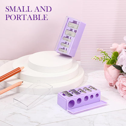 Honoson 2 Pcs 5 Hole Cosmetic Long Point Manual Pencil Sharpener with Plastic Lid Makeup Eyeliner Pencil Sharpener(Black)