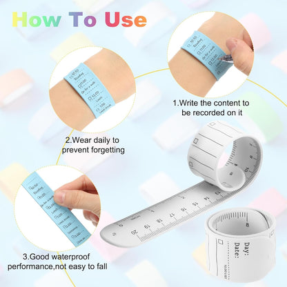 uxcell 2Pcs Writable Wrist Band, 9.45" x 1.18" Waterproof Slap Bracelet Reusable Writable Erasable to Do List Silicone Memo Wrist Bands for Planner Reminder (White)