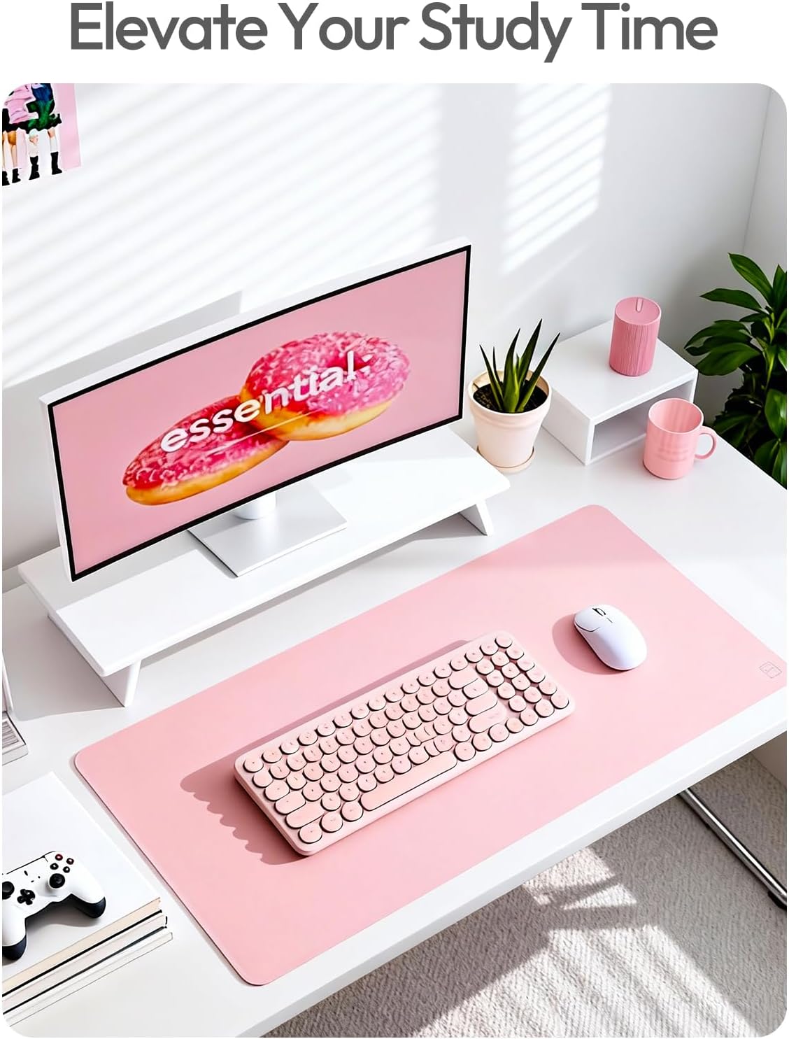 YSAGi Leather Desk Pad Protector, Large Mouse Pad, Non-Slip PU Leather Desk Blotter, Waterproof Writing Pad for Office and Home (31.5" x 15.8", Eggshell) - Colors B