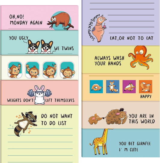 Spakon 10 Packs Funny Notepads 5x3 Inch Sarcastic Self Adhesive Notepads Novelty Memo Pads Cute Memo Pads Coworker Gifts for Employee Appreciation Supplies(Funny Style)