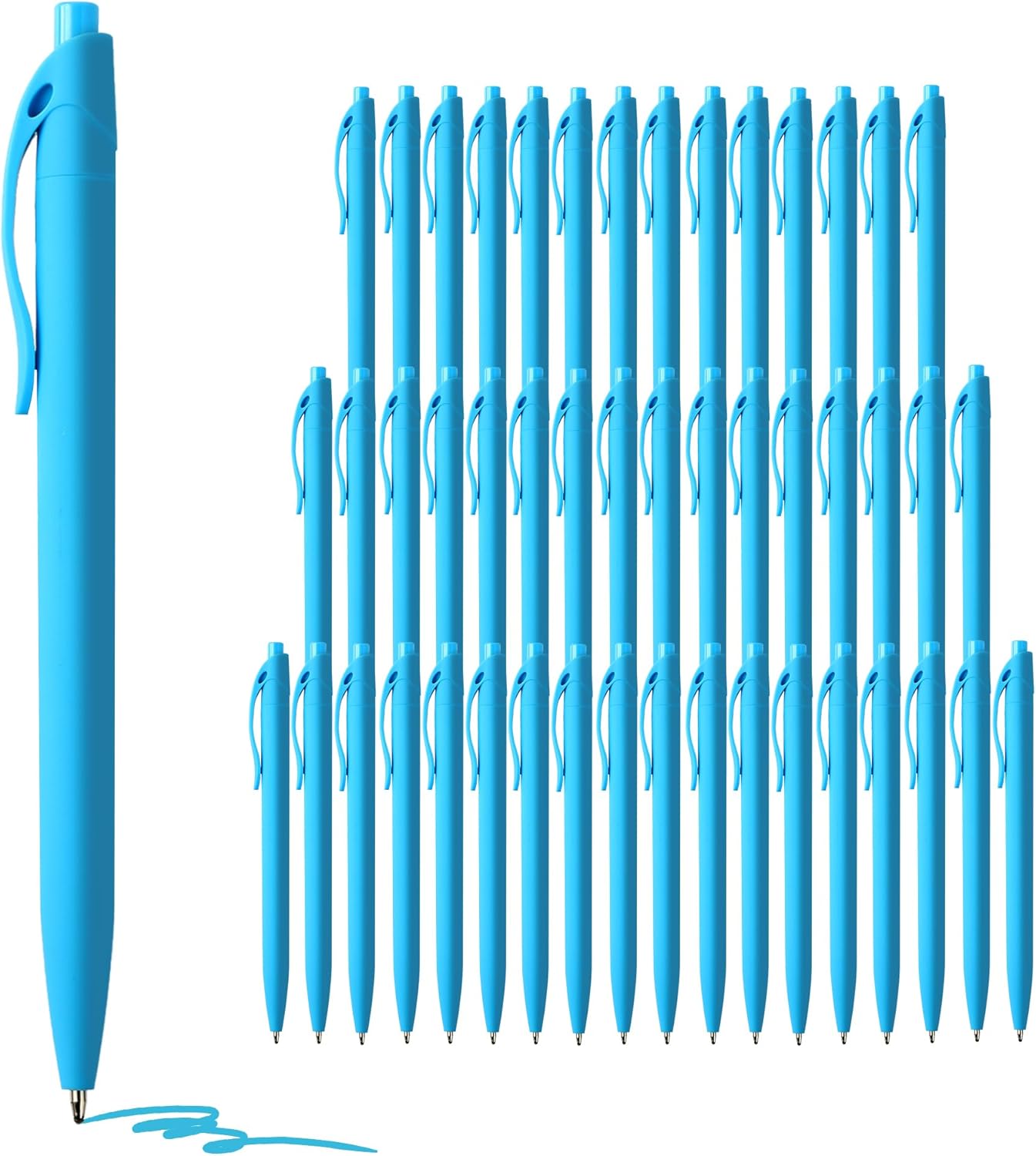 deegtran Pens Bulk, 50 Pack No Bleed Click Pens, Wholesale Retractable Ballpoint Pens, Pen Medium Point, Smooth Ink Pen, 1.0MM Blue Ink