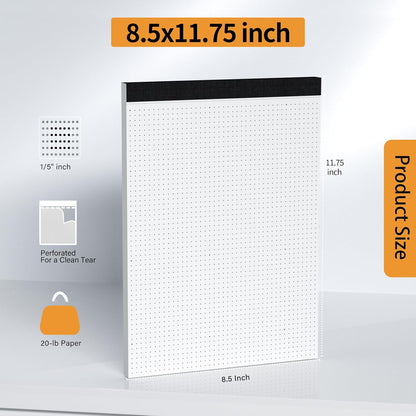 AILZFEI Graph Paper Notebook 8.5 x 11 Grid Paper Pad Quad Ruled, 2 Pack, 30 Sheets per Pad, White, 4x4 (4 Squares per inch), Easy-Tear Perforations, 8.5"x11" Quad Ruled Grid Paper Pad