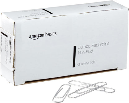 Amazon Basics No. 1 Paper Clips, Smooth, 1000 Count (10 Pack of 100), Silver
