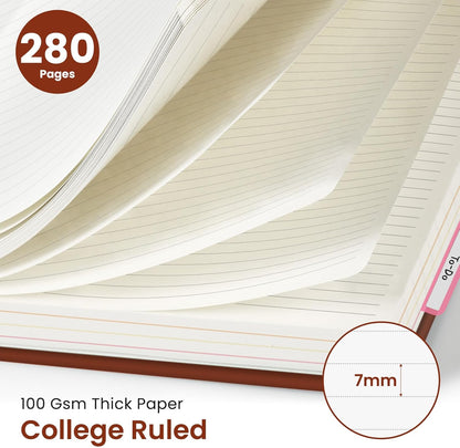 Hardcover Spiral Journal Notebooks for Work With Removable Dividers & Tabs, 8.5"x11" 5 Subject Notebook for Note Taking & Organizer, A4 College Ruled Lined Journal for Women & Writing, Aquamarine, 280 Pages