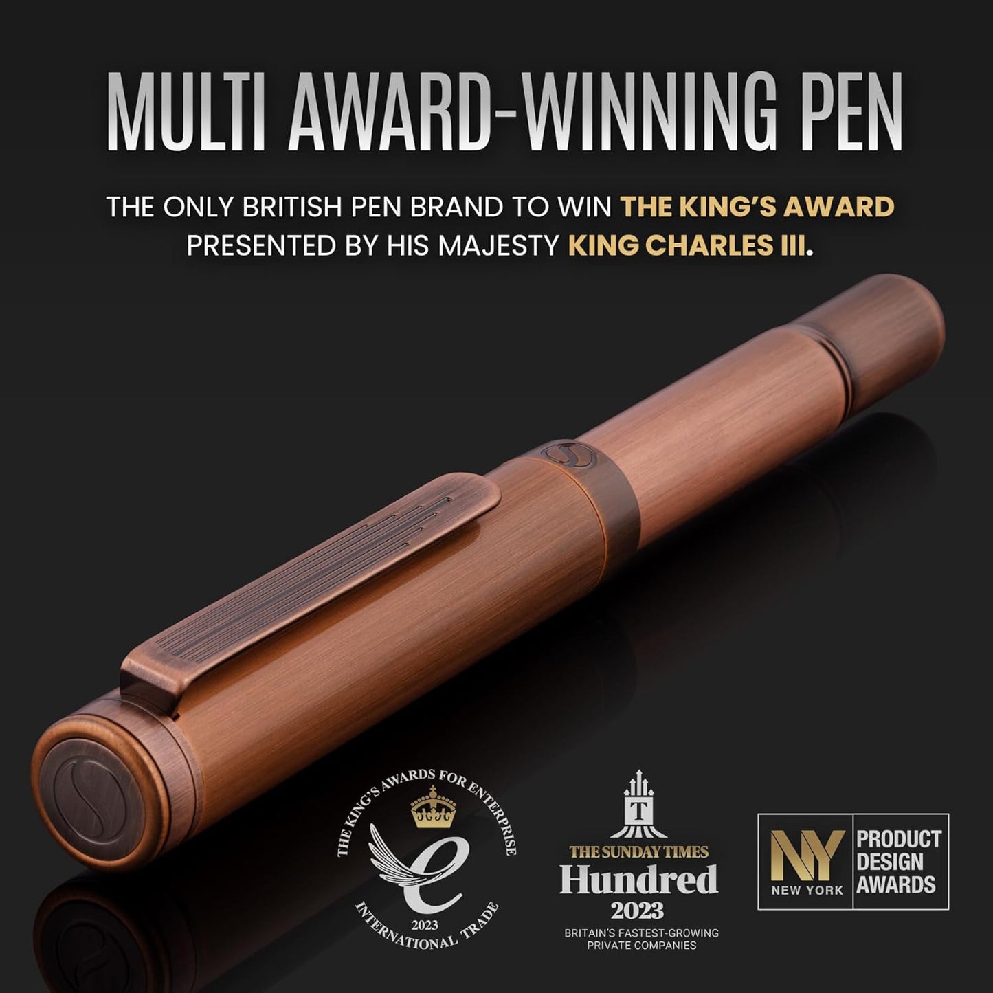 Scriveiner Black Rollerball EDC Luxury Pen, Stunning Pocket Pen with Chrome Finish, Cool Writing, Best Gift for Men & Women, German Schmidt Refill, Nice Present, Fancy Office Designer Set