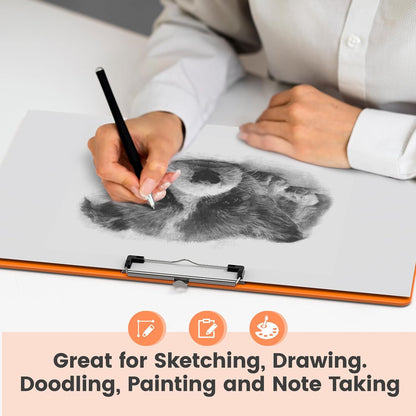 Extra Large 11x17 Clipboards, Plastic Black Drawing Boards, Horizontal Clip Board, Landscape Layout. Suitable for Watercolor, Sketching, Painting. Art & Drafting Supply