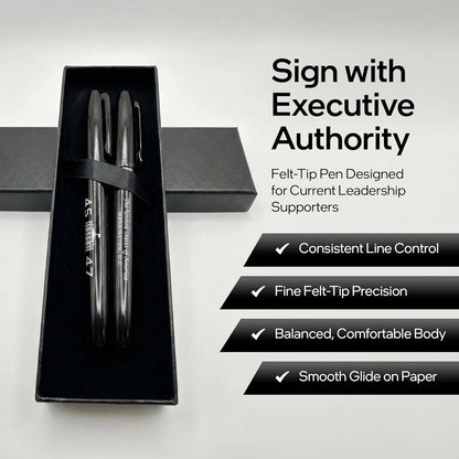 Executive Order Signature Collectible Marker Pen, Black Ink Felt-tip Writing Pen for Professional Signing, Office Desk Accessories, Business Meetings, Unique & Fun Gift for National and Global Leaders