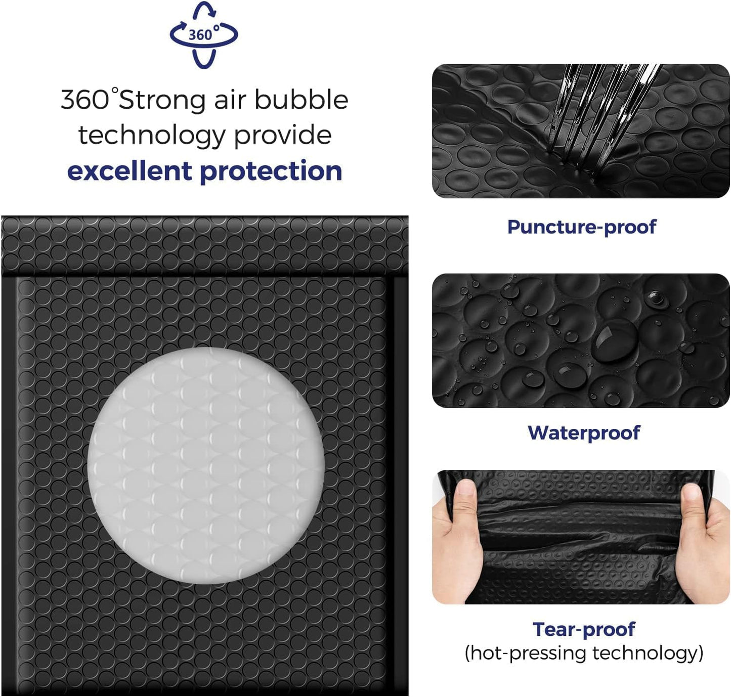 Fuxury Bubble Mailers 10.5x16 Inch 40 Pack Self Seal Padded Envelopes Waterproof Mailing Envelopes Bubble Padded Cushioning Padded Mailers Bubble Bags for Packaging Small Business Large #5 Black