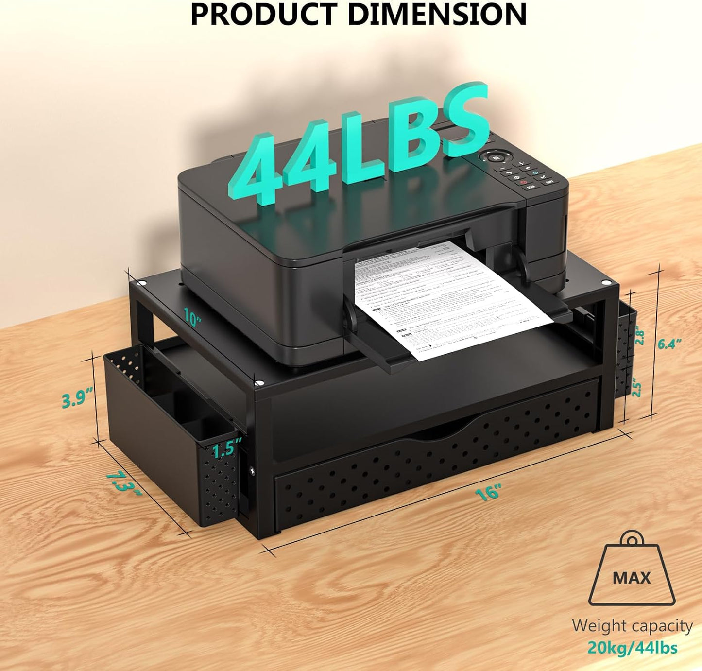 WALI Computer Monitor Stand for Desk, Adjustable Laptop Riser, Desk Monitor Stand Underneath Storage for Office, School Supplies (PTT001-B), 1 Pack, Black