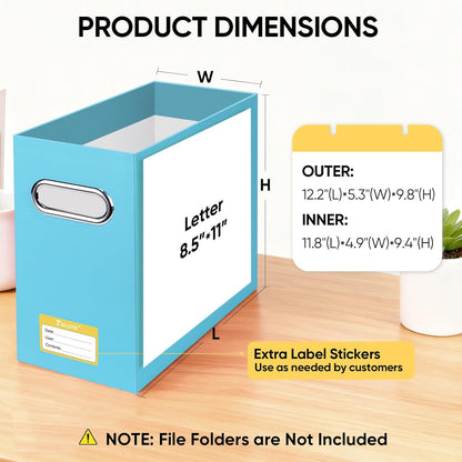 BALEINE File Organizer Box, Cardboard File Folder Organizer with Handle for Letter Size, Portable Collapsible Hanging Filing Box for Home Office Document Storage (2 Pack, Black)
