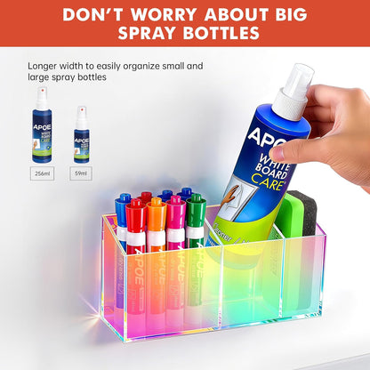 Magnetic Dry Erase Marker Holder, Acrylic Magnet Pen Holder for Whiteboard, Refrigerator, Magnetic Fridge Organizer for Office, Classroom, Whiteboard Maker Holder, Locker Organizer