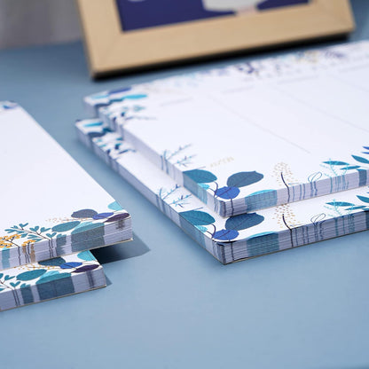 Weekly Planner Notepad Tear Off Set of 2 Weekly Calendar Pad 52 Undated To Do List Notepad Sheets Desk Planner Planning Pads Productivity Tracker for Work Goals Notes Schedule Ideas, Floral Blue