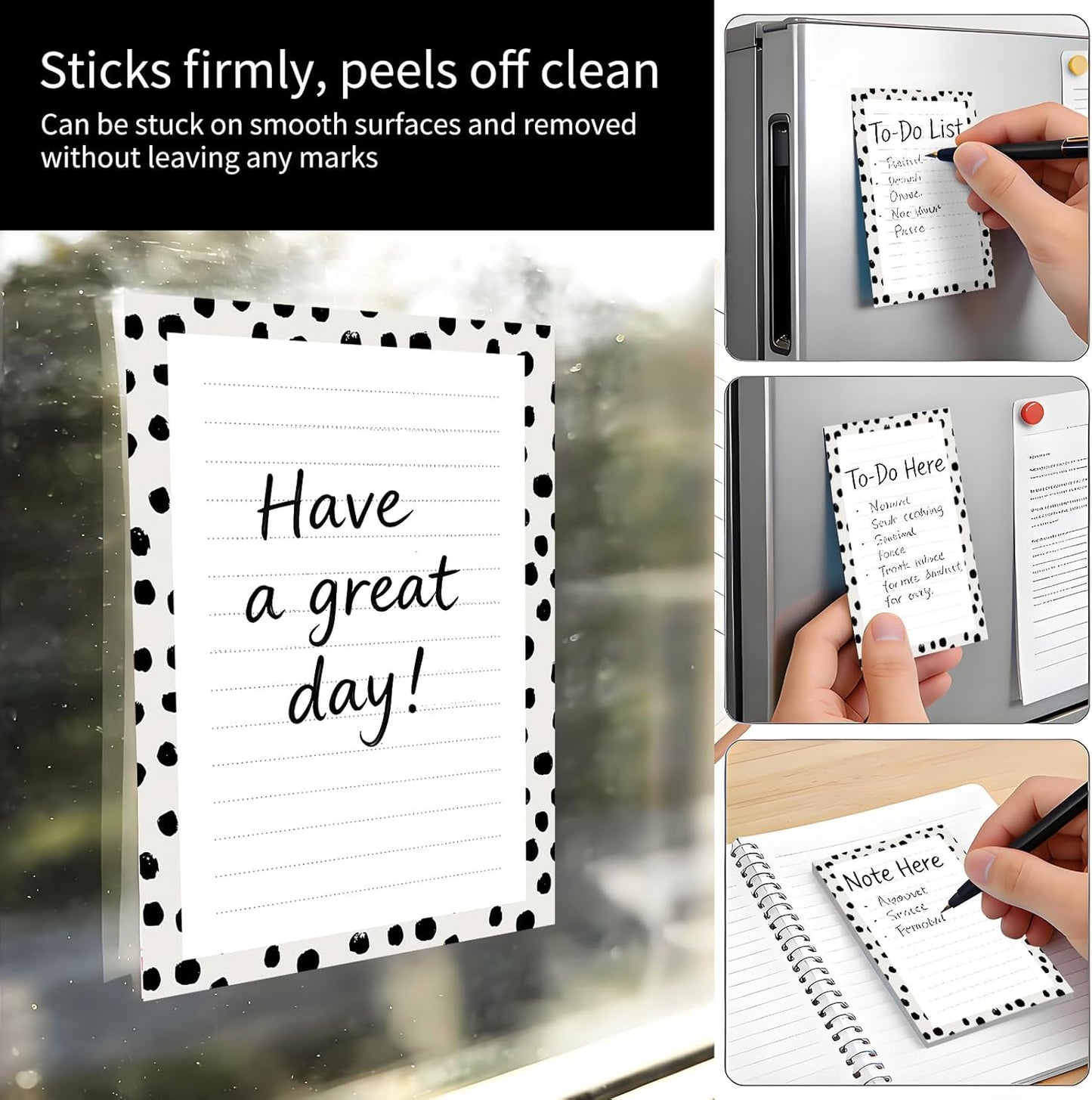2 Pack Sticky Notes 4x6 in, Funny Large Notepads with Lines, Cute Self-Stick Memo Note Pads for Office, Home, Meeting Luxury Boho Flowers