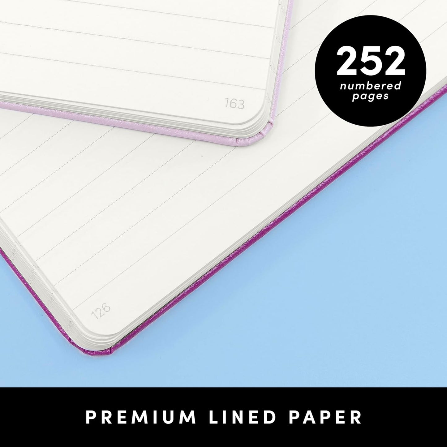 PAPERAGE Lined Journal Notebook, (Black), 160 Pages, Medium 5.6 in x 8 in - 100 GSM Thick Paper – Hardcover Journaling Notebook for Work, School & Note Taking