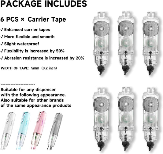 Refillable Retractable White Correction Tape,2PCS Cute White Correction Tape with 2 Extra Refills, Mini Aesthetic Pen Shaped Applicator with Easy to Use for School Office Supplies