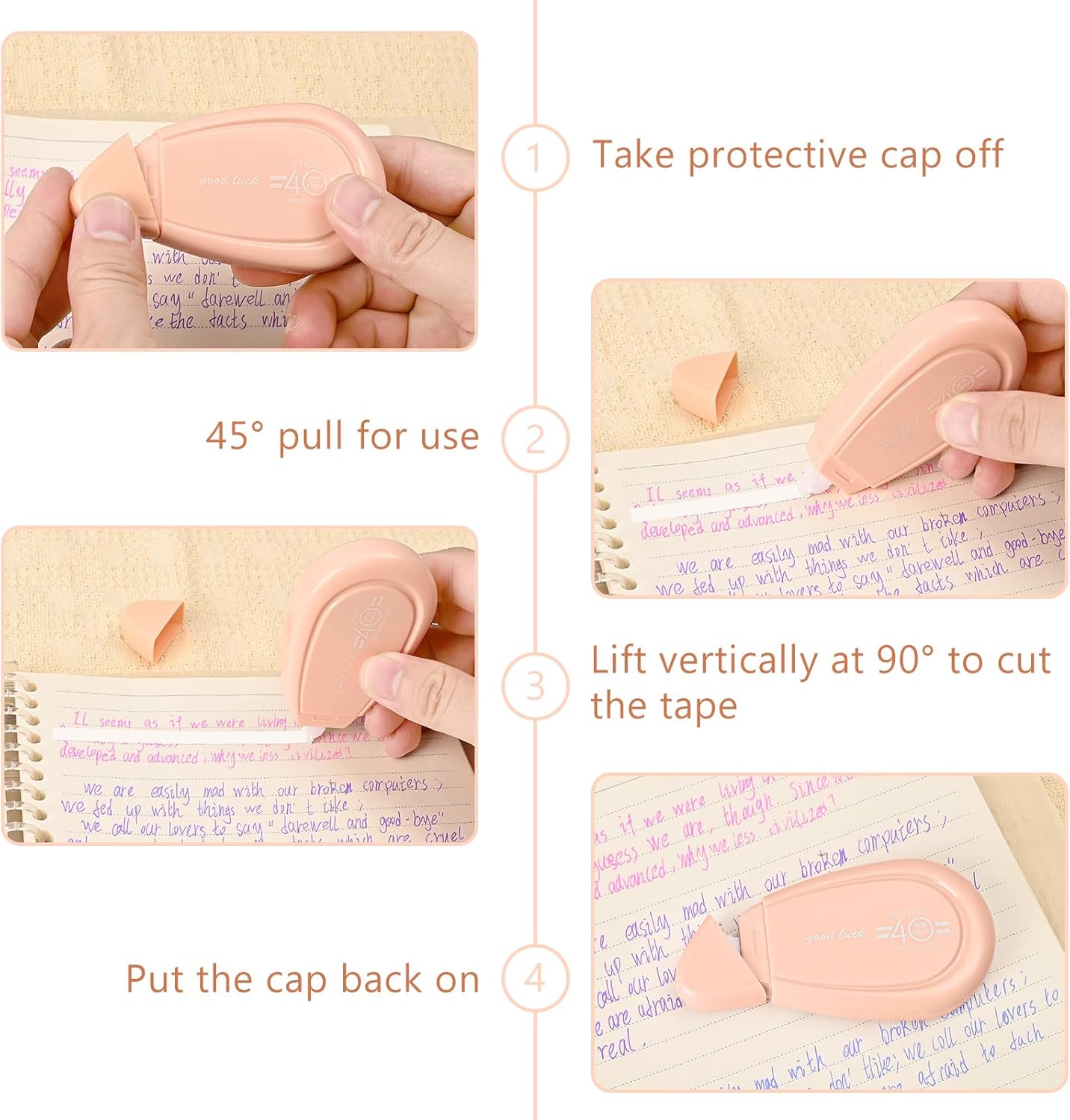 5pcs White Correction Out Tape, 32.81 Feet Cute Correction Tape for Instant Corrections, Easy to Use Applicator for Office and School Supplies (Green)