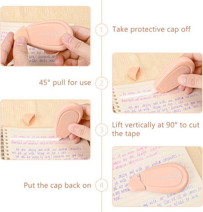 5pcs White Correction Out Tape, 32.81 Feet Cute Correction Tape for Instant Corrections, Easy to Use Applicator for Office and School Supplies (Green)