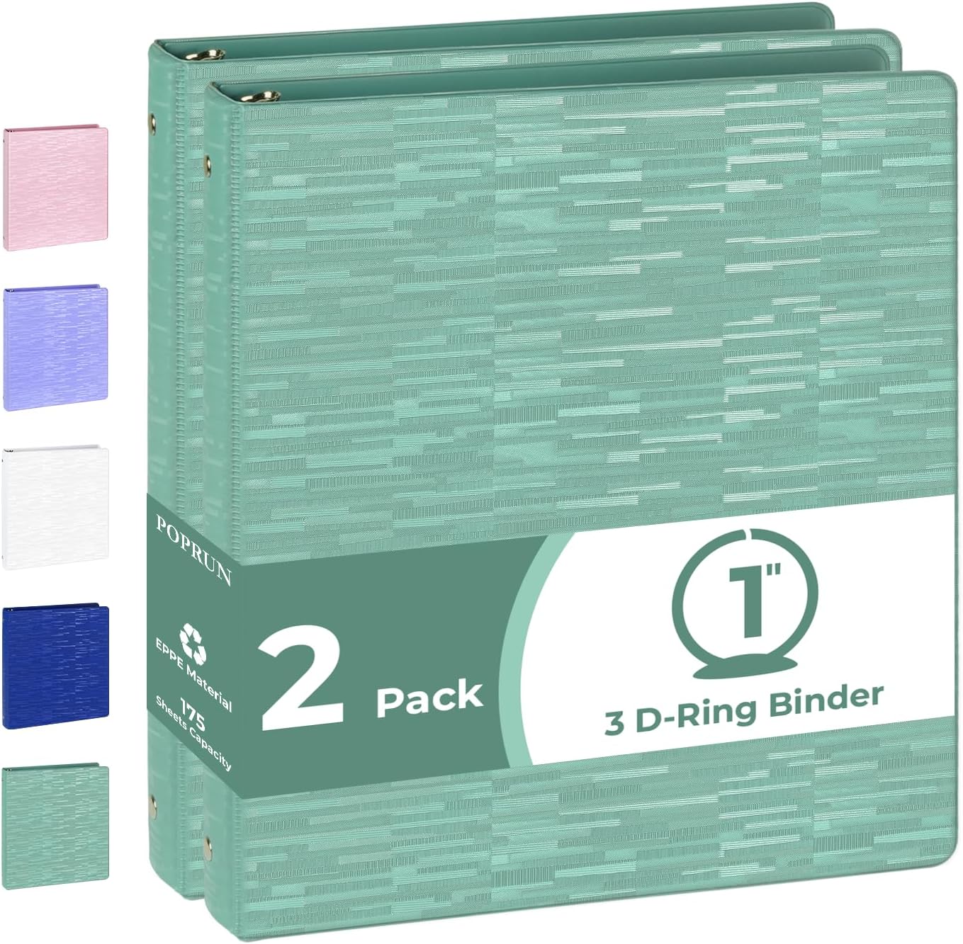 POPRUN 3 Ring Binder 1 Inch, PVC-Free, Holds 175 Sheets of 8.5 x 11 Paper, Extra Durable Organizer with 2 Pockets for School & Office, Heavy-Duty, 4 Pack, Pink
