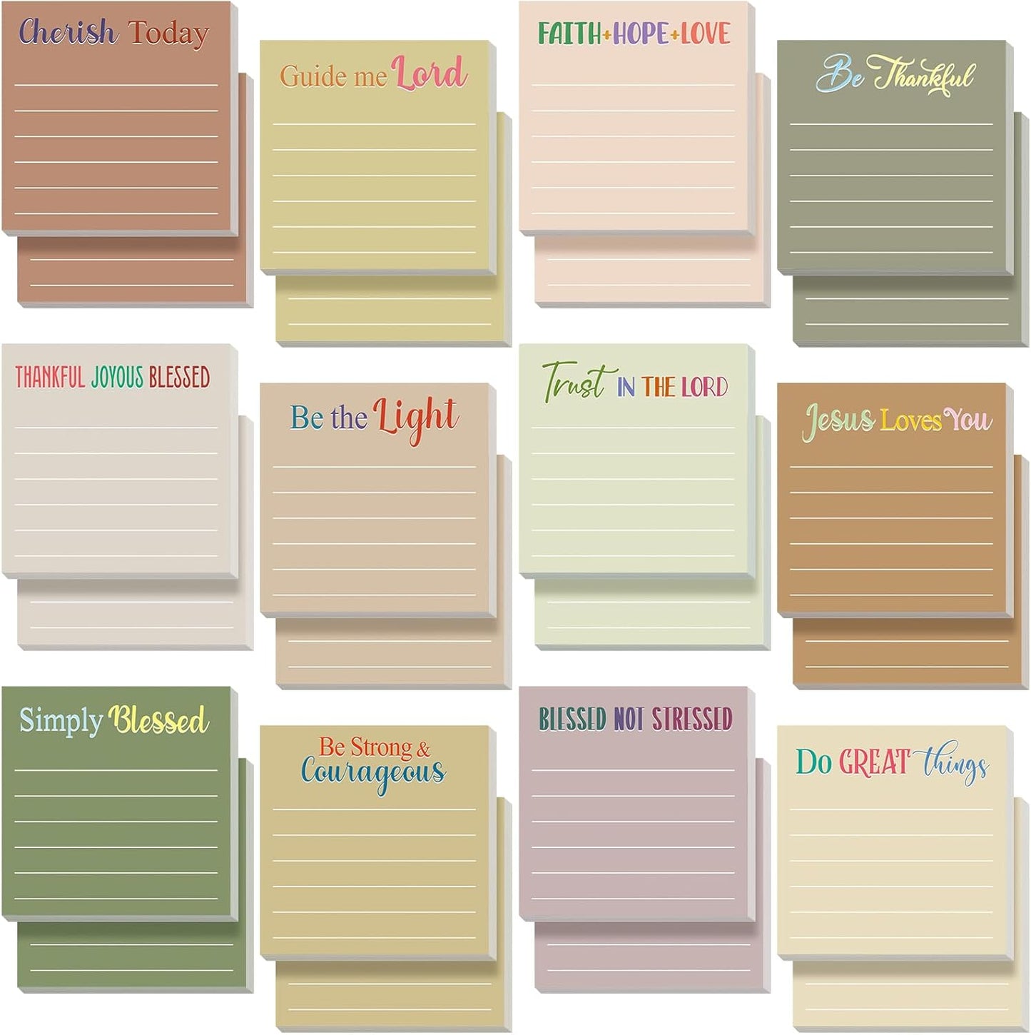Yinder 48 Pcs Inspirational Sticky Notes Cute Motivational Sticky Notes Pad End of Year Employee Appreciation Gifts Bulk for Teacher Nurse Coworkers Office Supplies 3 x 3'' (Thank You,Dark Color)