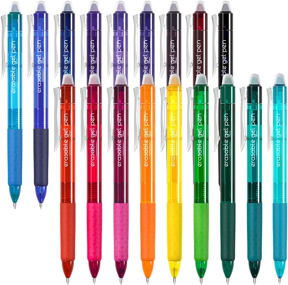 Vanstek 15 Colors Retractable Erasable Gel Pens Clicker, Fine Point(0.7), Make Mistakes Disappear, Premium Comfort Grip for Drawing Writing Planner and School Supplies