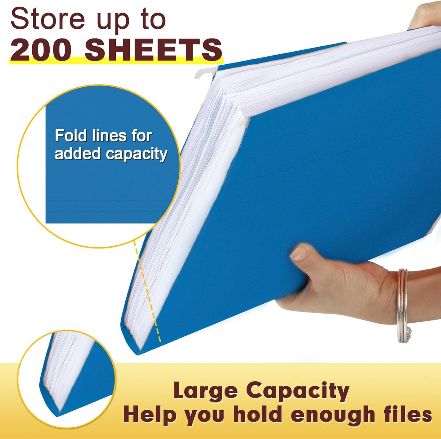 HERKKA Hanging File Folders, 60 Pack Reinforced Letter Size Hanging Folders, Designed for Bulky Files, Filing Cabinet, 1/5-Cut Adjustable Tabs (Black)