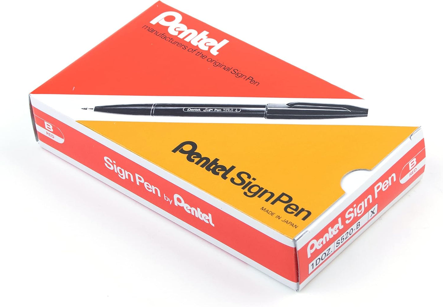 Pentel Sign Pen, Fiber-Tipped, Black Ink (S520-A), Box of 12