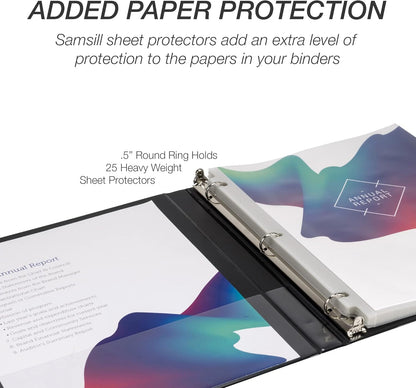 Samsill 1.5 Inch 3 Ring Binders, Economy Round Ring, Clear View Cover, 325 Sheet Capacity - for School, Home, Office - White, 4 Pack