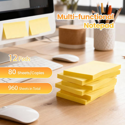 480 Sheets 3 in x 5 in Large Sticky Notes, 76 x 127 mm 6 Pads Assorted Self-Stick Pads for Notebook,Office,School and Home,80 Sheets/Pad (6 Pads Brillant)