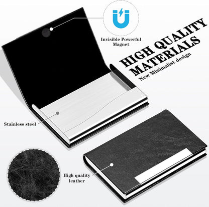 Padike Business Card Holder/ Case Professional PU Leather & Stainless Steel Multi Wallet Credit Card ID Case/Holder for Men & Women. (Black)