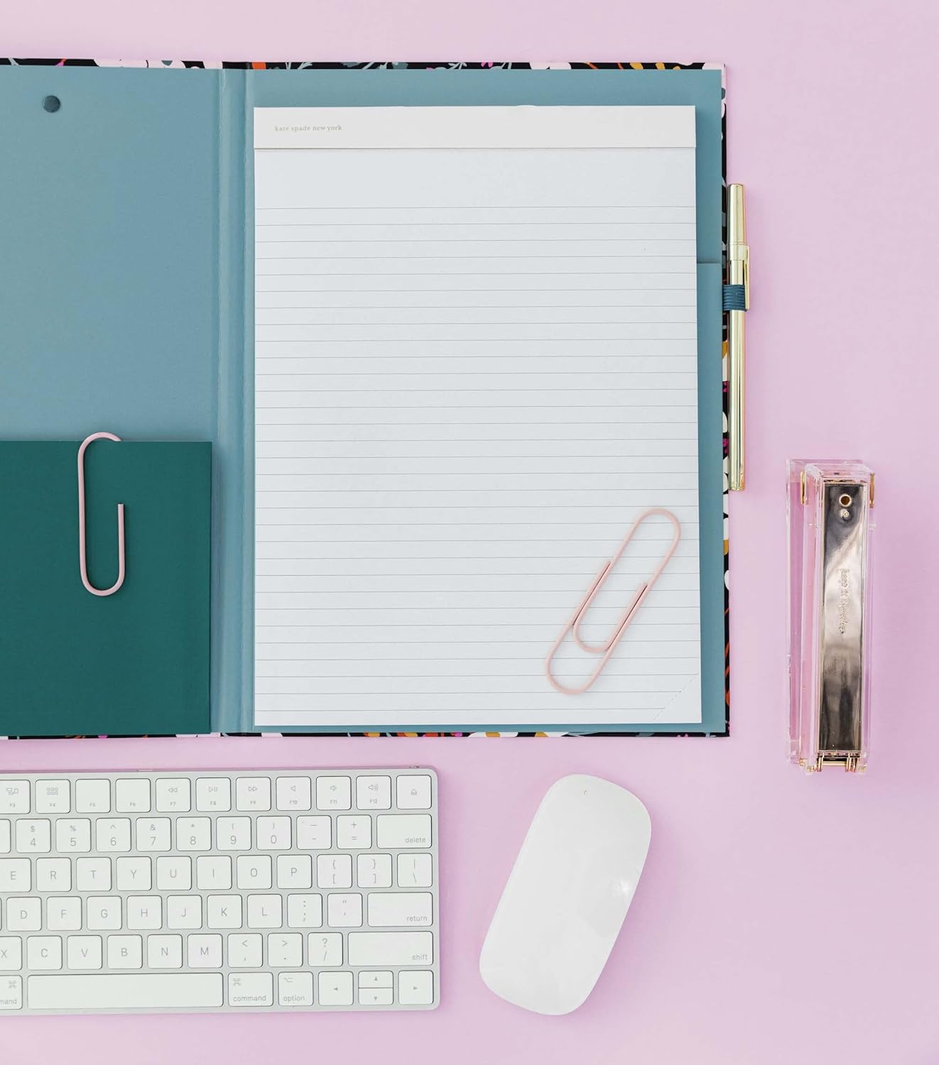 Kate Spade New York Clipboard Folio with Low Profile Clip, Black Professional Padfolio Includes Lined Notepad, Pen Loop, and Pocket, Polka Dots