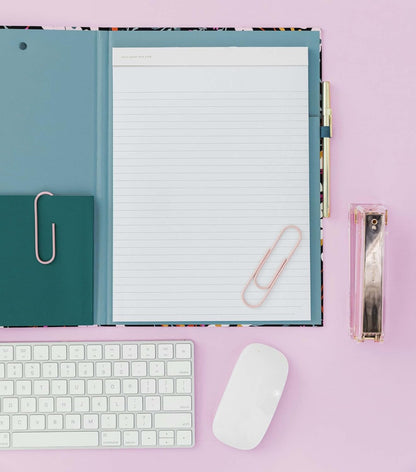 Kate Spade New York Clipboard Folio with Low Profile Clip, Black Professional Padfolio Includes Lined Notepad, Pen Loop, and Pocket, Polka Dots