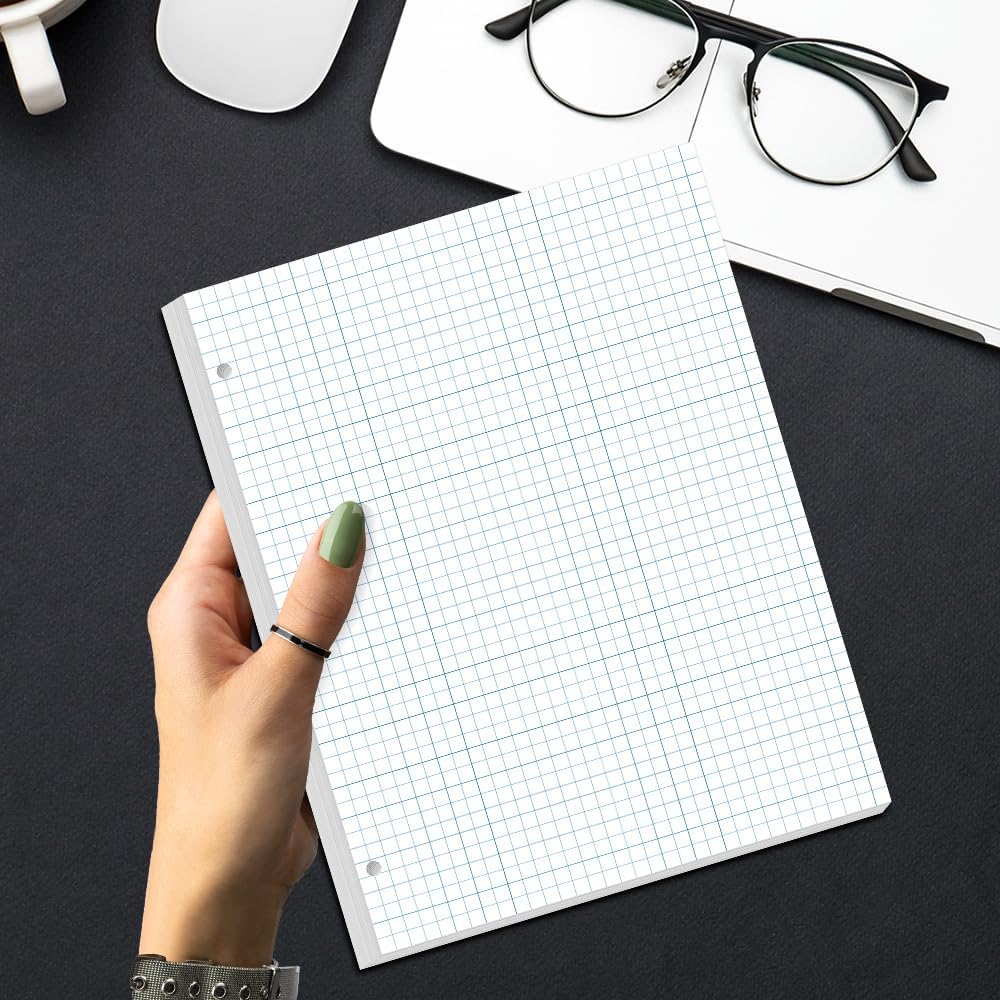 A4 TUL Discbound Grid Filler Paper - 11 Disc Graph Paper, Letter Size 100Sheets / 200Pages Loose-Leaf Paper, 100gsm White Paper, 8.5'' x 11''