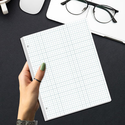 A4 TUL Discbound Grid Filler Paper - 11 Disc Graph Paper, Letter Size 100Sheets / 200Pages Loose-Leaf Paper, 100gsm White Paper, 8.5'' x 11''