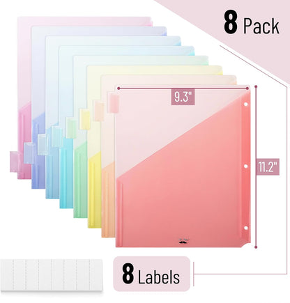 Mr. Pen- Binder Dividers with Pockets and Tabs, 1 Set, 8 Tabs/Set, Colorful, 3 Ring Binder Dividers with Tabs and Pockets on Both Sides