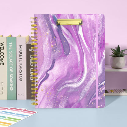 Sooez Clipboard with Refillable Notepad, Clipboard Folder with 10 Storage Pockets for Letter Size, Spiral Clipboard Notebook, Cute Portfolio for School Office Nursing