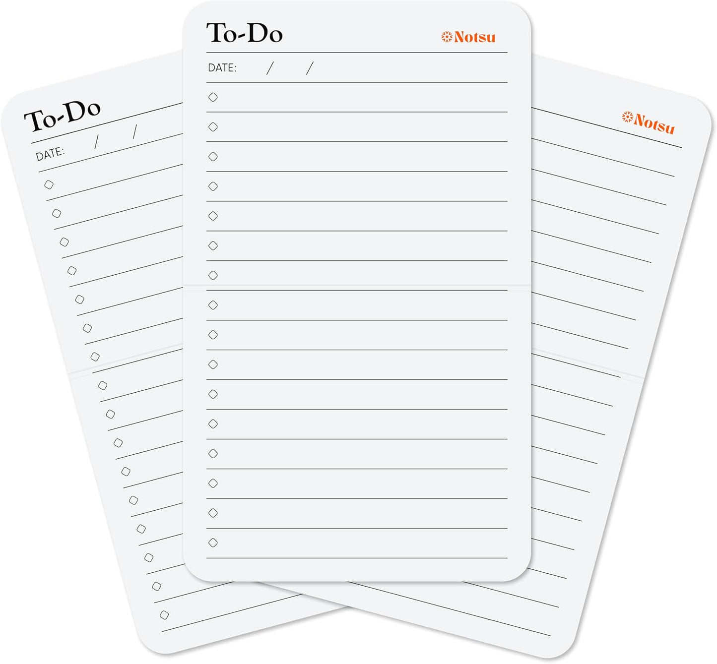 Notsu To Do List Grid Index Cards 3x5 | 50 Task Planner Foldable Vertical Notecards with Rounded Corners