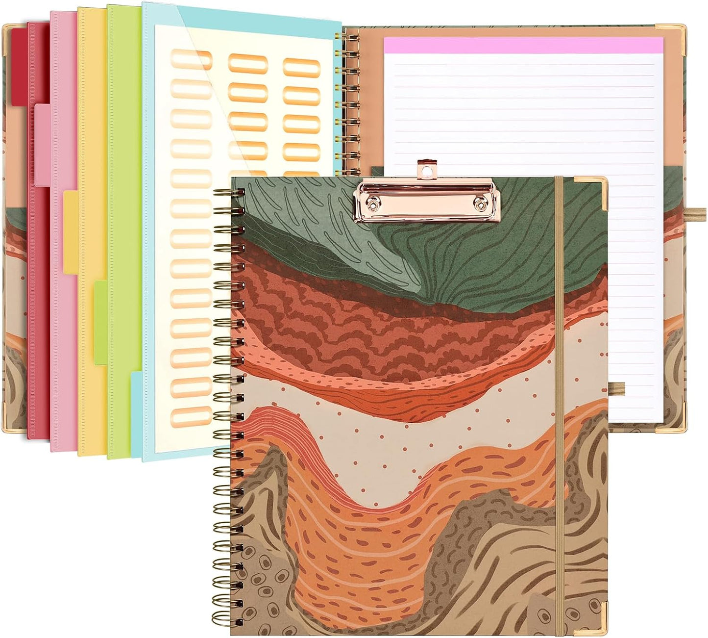 Clipboard with Storage Cute Clipboards Folder with 10 Pockets and Refillable Lined Notepad for Paper Size 8.5" x 11" for Teacher School Office EYROZILL - Road, CLBT4322TPS710PLX
